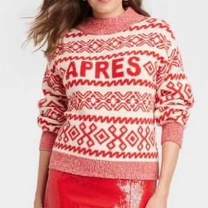 Target Red and White Patterned Crew Neck Sweater
